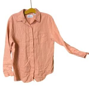 100% Linen Westbound Peach Coral Button Down Shirt medium long sleeve